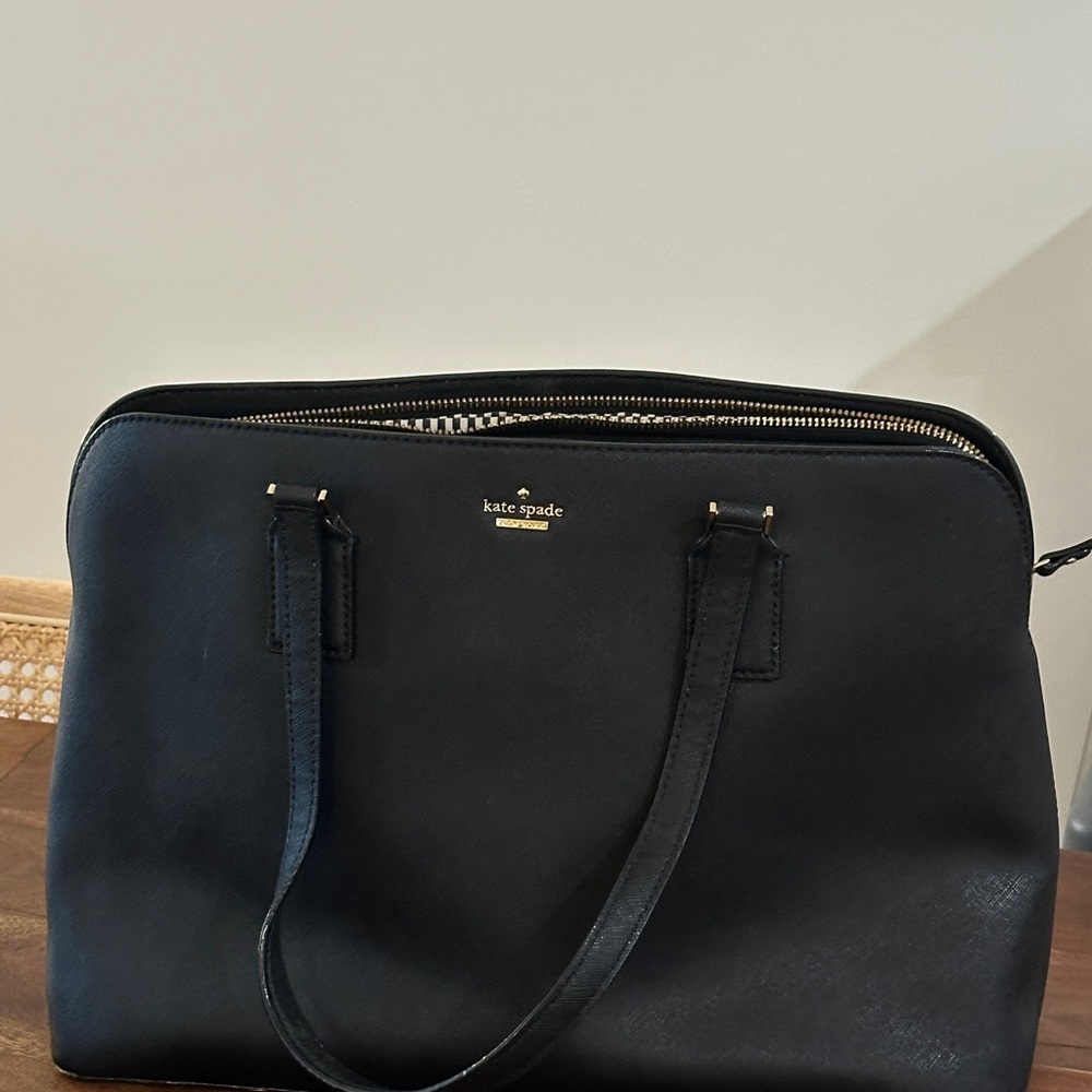 Kate Spade Black Leather Tote With Laptop Sleeve